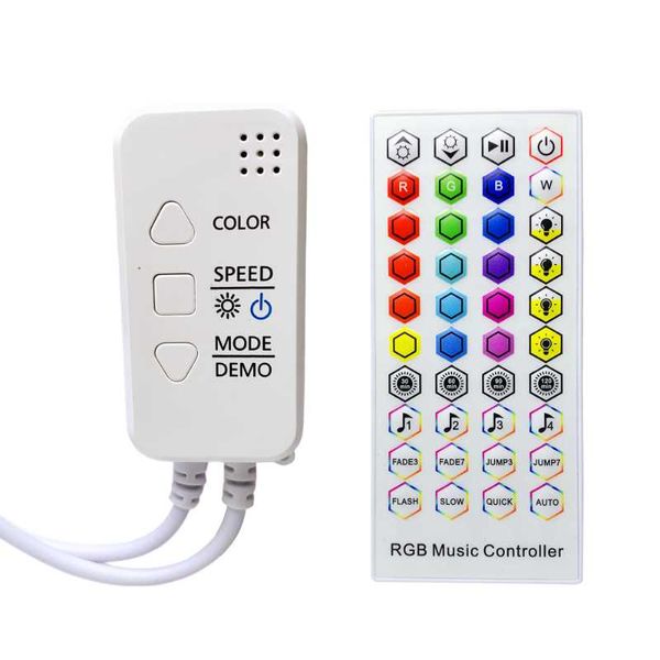 Controladores RGB Color 40key IR Remoto Remote Bluetooth Music Controller DC5-24V Controlador de voz de microfone para SMD COB 3528 Lâmpada Beltrgb
