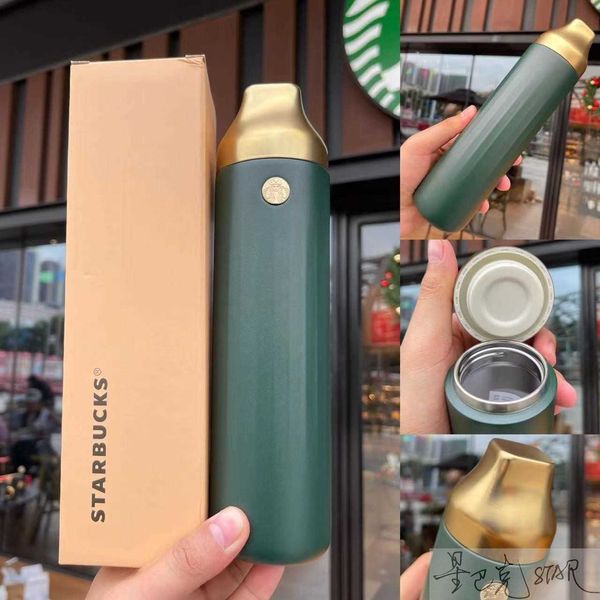 

limited starbucks cup dark green 400ml classic green stripe thermos cup outdoor portable coffee cup