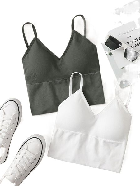 

2pcs light support ribbed criss cross sports bra s1f0#, Gray