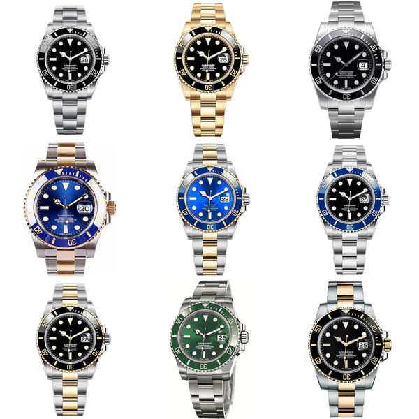 

mechanical watch watches men 40mm luminous green blue gold stainless steel strap sapphire mirror waterproof, Slivery;golden