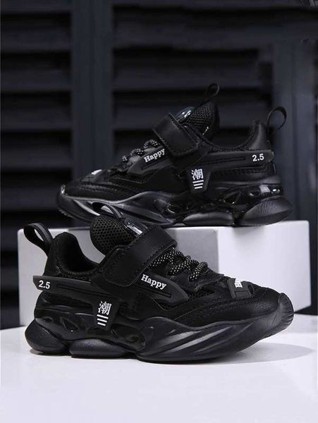 

boys letter graphic chunky sneakers she01, Black