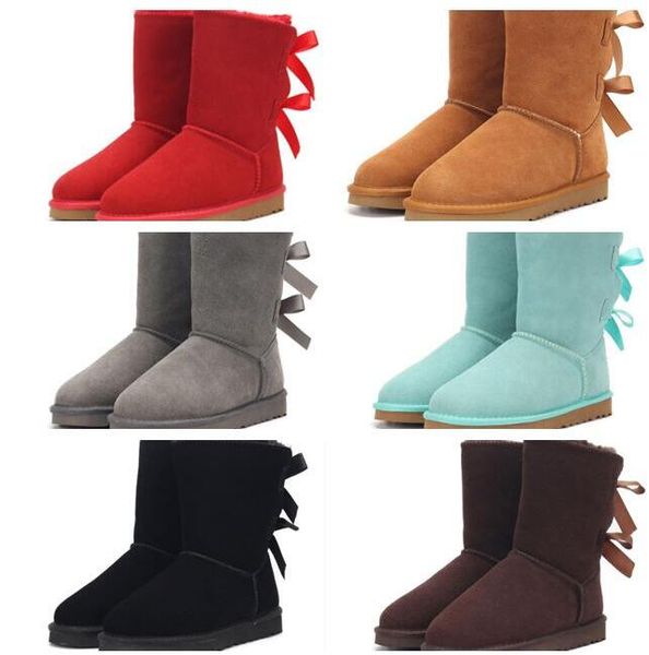 Botas de neve femininas de couro genuíno médias u3280 macias e confortáveis botas de pele de carneiro para manter o calor bota feminina linda presente de aniversário de natal