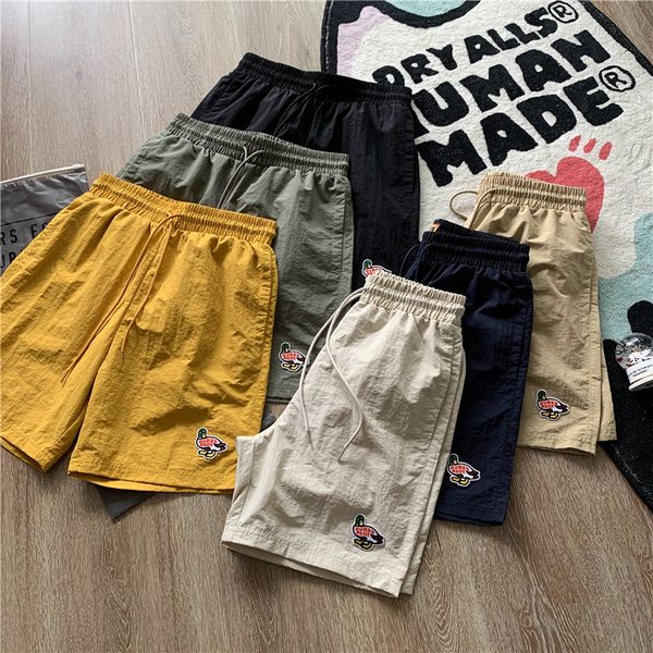 

embroidery shorts men women 1 summer style beach loose shorts breathable, Black