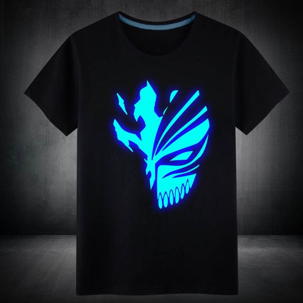 Bleach Luminous T-Shirt Anime Manga Curta O-pescoço Homens Camiseta Moda Mulheres Homens Cool Algodão Tees Tops 220705