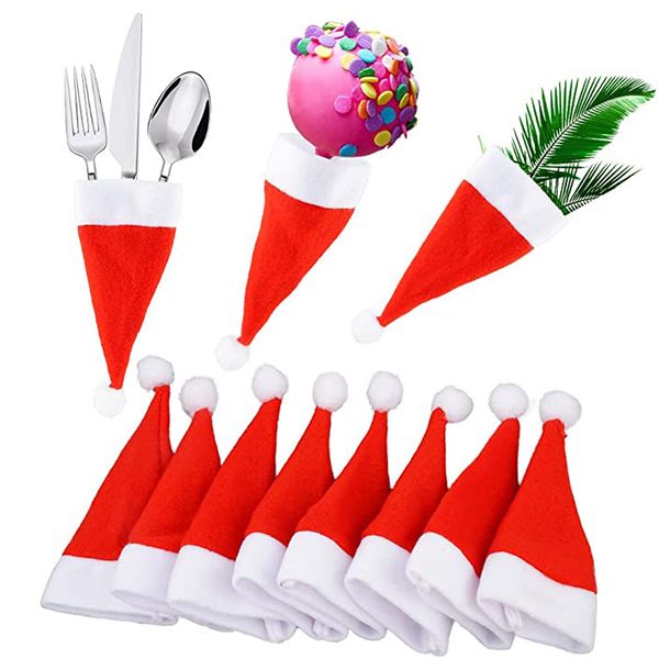 Mini Weihnachten Hut Geschirr Halter Tasche Party Abendessen Messer Gabel Set Tasche Abdeckung Weihnachten Home Küche Dekore
