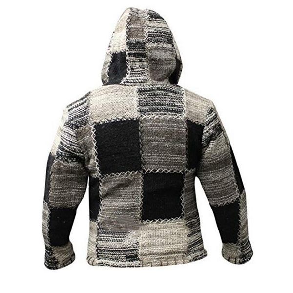

laamei men winter fashion patchwork knit outwear coat sweater with pocket autumn men hooded wool cardigan sweater jumper 201204, White;black