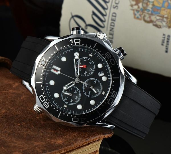 

2022 New Six Stitches Luxury Mens Watches All Dial Work Quartz Watch High Quality Top Brand Chronograph Clock Rubber Belt Men Fashion Accessories Holiday Gifts