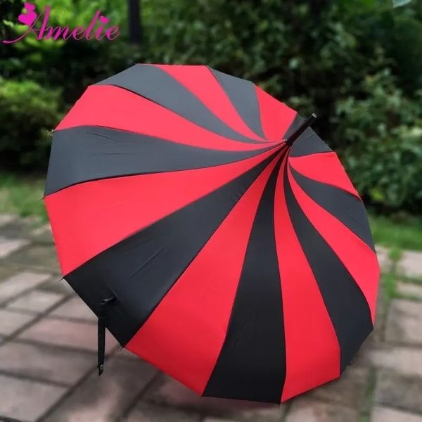 Ombrelli 10 pz Lolita Stile Gotico Principessa Rosso/Nero Striscia Pagoda Matrimonio Ombrellone Ombrellone Inventario All'ingrosso