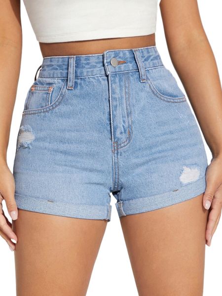 

petite ripped roll up denim shorts f3kp#, White;black