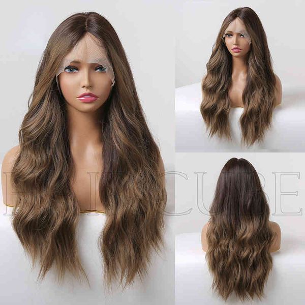 

nxy wigs style front lace dyed black gradient gold mid length straight hair women's wig wigs220530