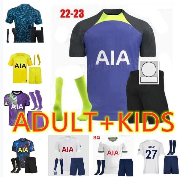 

22/23 kane son soccer jerseys kulusevski perisic tottenham home hojbjerg colorful 2022 2023 lucas bergwijn third football shirt bryan purple, Black;yellow