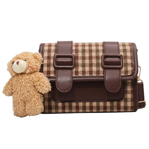 

evening bags fashion women shoulder bag woolen cloth houndstooth print silk scarf fashionable handbags casual ladies messenger