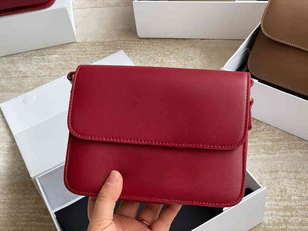 

shoulder bags luxury brand tofu fashion simple small square bag women's designer real leather mobile phone handbags, Black;red