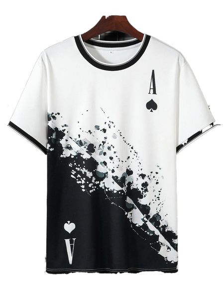 

men playing card & letter graphic tee a3au#, White;black