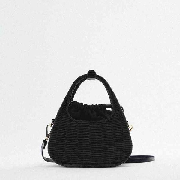 Borsa da sera Borsa da spiaggia in rattan intrecciato per le donne 2022 Estate Nuova borsa di paglia fatta a mano natura vintage Borsa a tracolla per le vacanze Casual 220622