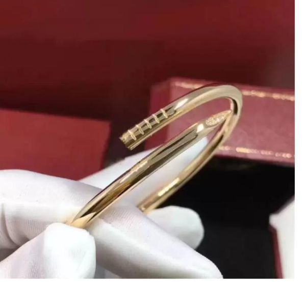 

classic bangles gold silver nail bracelet titanium steel cuff bangle nlay diamond bracelets womens mens love jewelry with velvet bag, White