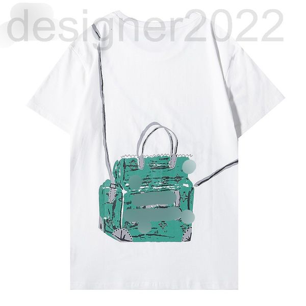 

women's t-shirt designer summer hand-painted spray painting bag printed cartoon loose round neck short sleeve men's and women&#039, White