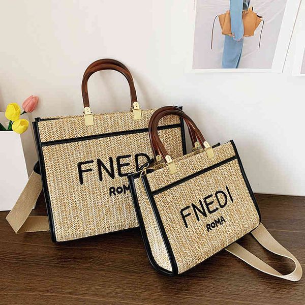 

2022 factory wholesale new large net red korean version single shoulder tote messenger bag woven hand women's bag