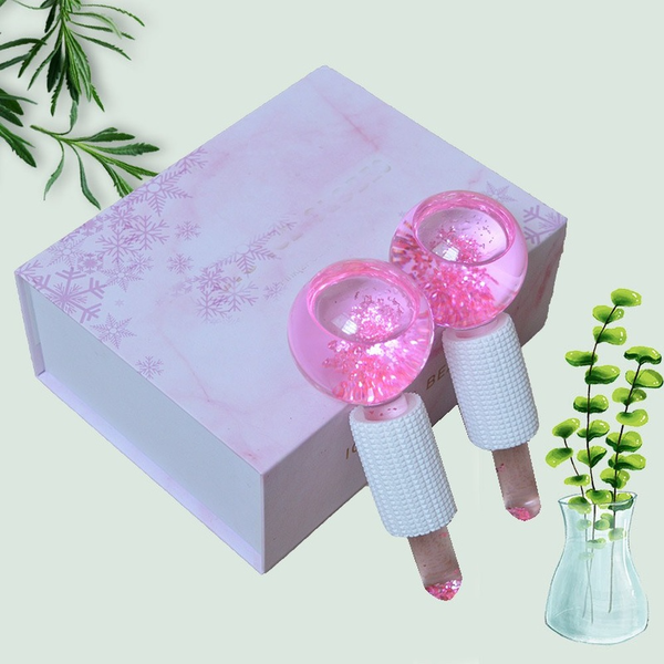

2pcs crystal ice hockey energy face massage beauty eye massager globes roller water wave glasses ballnew