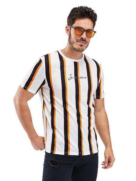 

men striped & letter graphic tee s6cn#, White;black