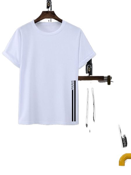 

extended sizes men letter graphic tee & drawstring waist shorts h0qo#, Gray