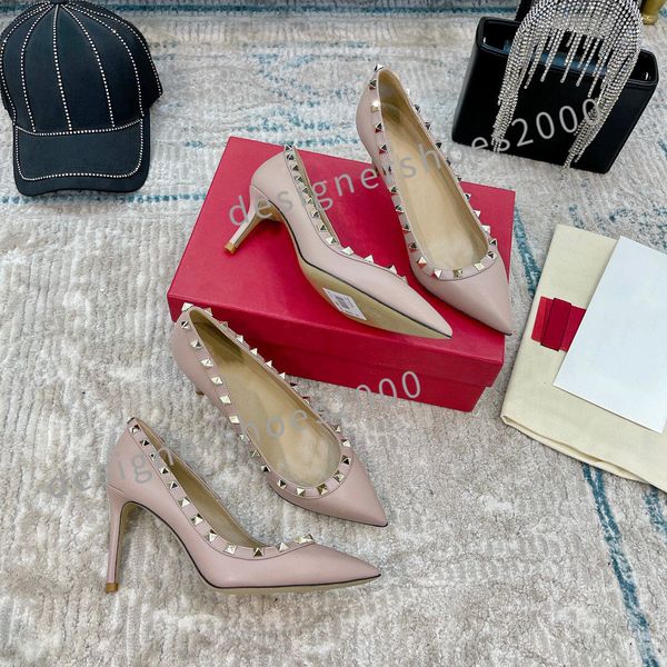 

2022 high heels shoes fashion women leather stiletto peep-toes sandals heel womens designer luxurys designer pointy toe pumps loafers yh2112, Black
