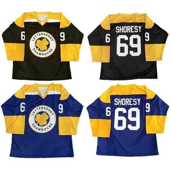 

c26 nik1 custom letterkenny shamrocks tv series hockey jerseys #69 shoresy, Black