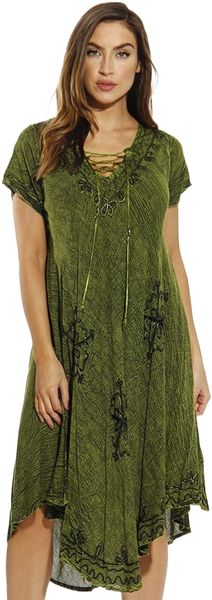 

sun lace up acid wash embroidered dress short sleeve dresses for women o5uo#, Black;gray