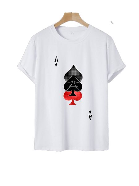 

men playing card print tee t5gg#, White;black