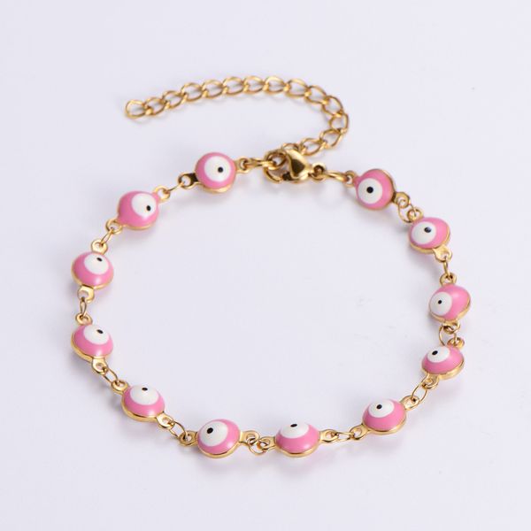 

stainless steel chain round multicolor evil eye bracelet fashion women jewelry, Black