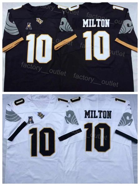 

ncaa college ucf knights football 10 mckenzie milton jersey men university of central florida all stitched team color black white breathable