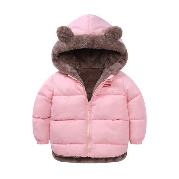 

autumn and winter children plush and thickened down cotton coat for boys and girls pure color inner cotton padded coat lj201203, Blue;gray