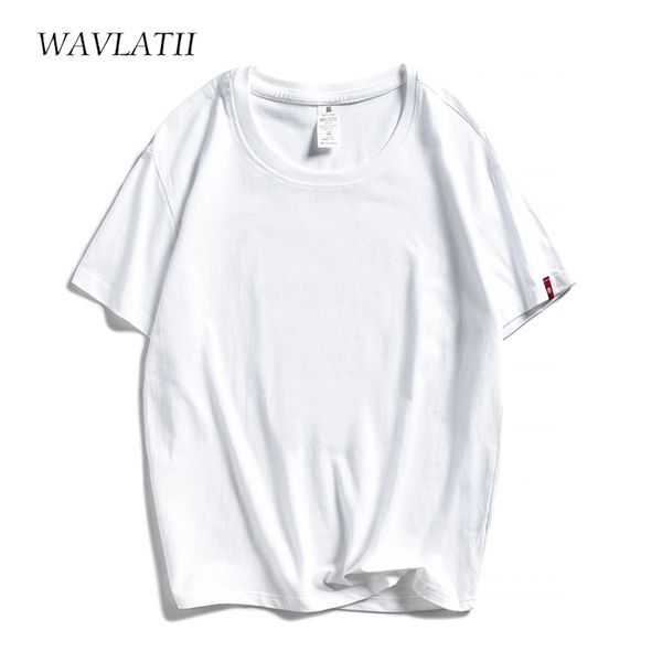 WAVLATII Marken-T-Shirts für Damen, 100 % Baumwolle, reine weiße und schwarze T-Shirts, Damen-Sommer-Tops WT2101 220511