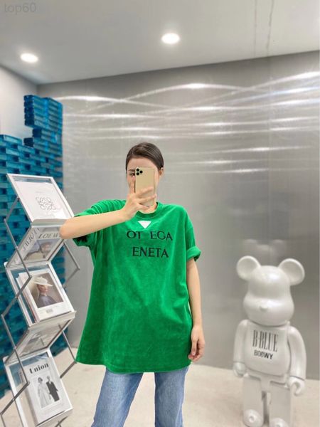 

women's t-shirt designer autumn and winter new bv towel sense letter embroidery short sleeve t-shirt loose design versatile fashion dtq, White