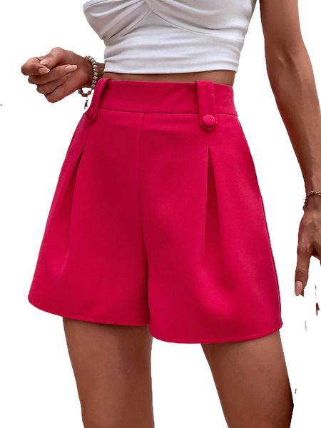 

high waist fold pleated detail wide leg shorts c4wr#, White;black