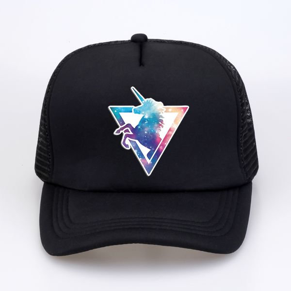 

cartoon starry sky unicorn baseball cap summer mesh breathable trucker hat cartoon men curved snapback hat bone, Blue;gray