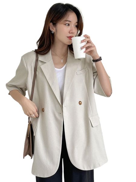 

dazy lapel collar double button blazer 68sg#, White