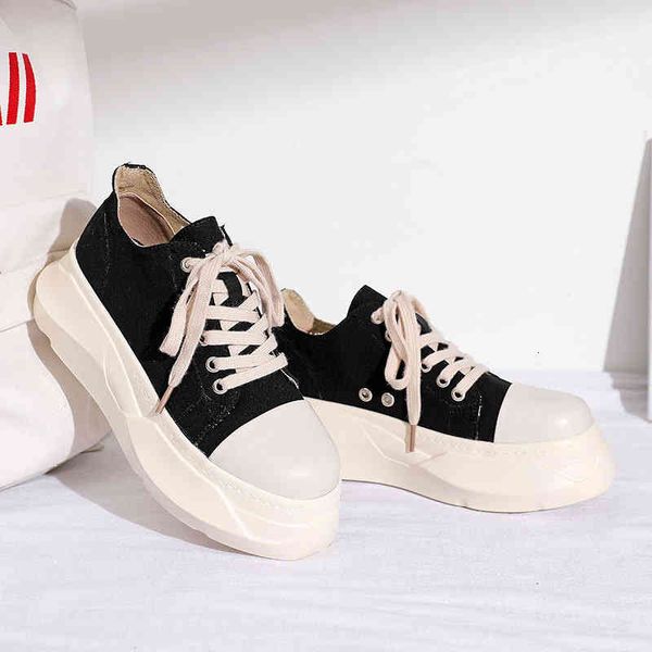 

dress shoes low canvas thick soled big head shoes women's inner height breathable muffin versatile student sceu, Black