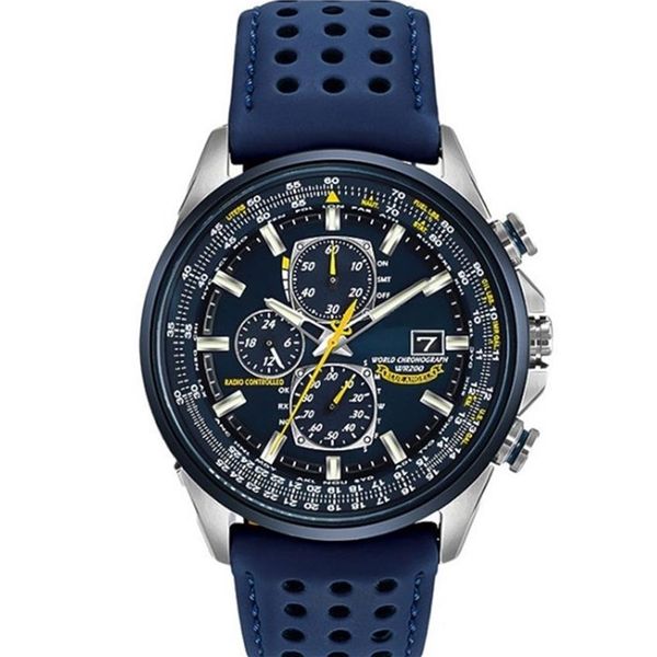 

men's watch luxury business quartz watch men waterproof blue angel world chronograph casual steel band watch for men 2204332s, Slivery;brown
