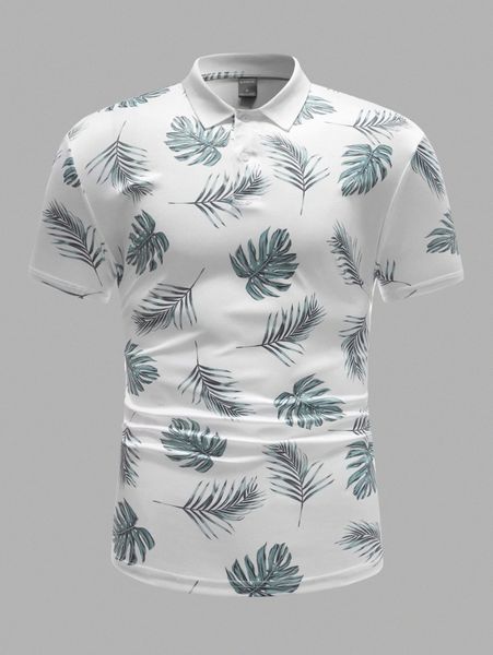 

men tropical print polo shirt y4jr#, White;black