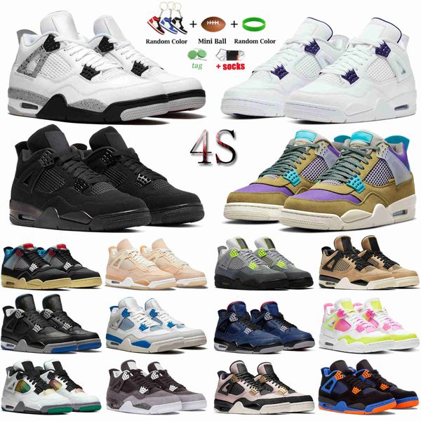 

men women 4 4s basketball shoes sail black cat bred red thunder pure money trainer sport shoe outdoor athletic sneaker