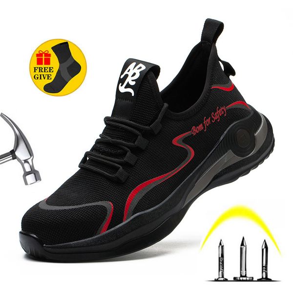 S1 Sapatos de Segurança Homens Luz Peso Aço de Aço à moda Respirável Com Confortável Smash-Resistive-resistente ao trabalho