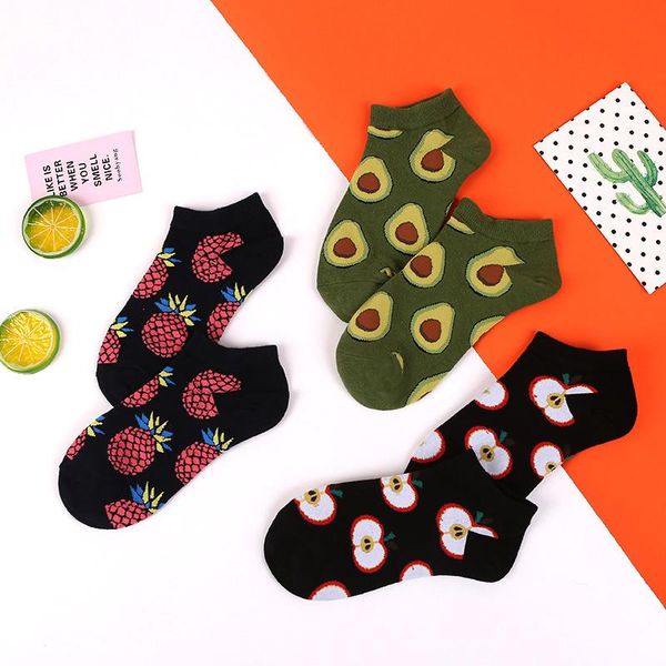 Herrensocken Crew Avocado Ananas Kirsch Apfel Mode Frucht Happy Cotton Lustige Knöchel Männer Kurz gesagt keine Show Sommer Freizeitfrauen