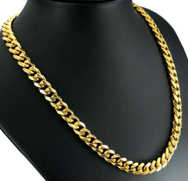 

9mm chains six sided gold plated 18k ecklace for men chains 60cm, Silver