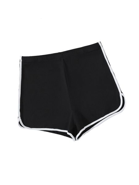 

butterfly print contrast binding shorts e3rz#, White;black