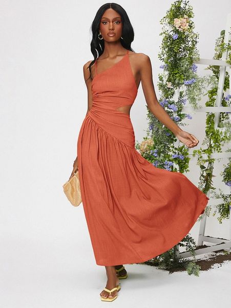 

criss cross lace up backless cut out ruched ruffle hem dress r8na#, Black;gray