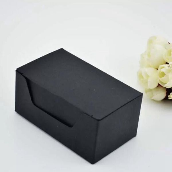 Scatola di carta kraft nera da 93 * 57 * 40 mm, scatola per imballaggio di biglietti da visita kraft regalo