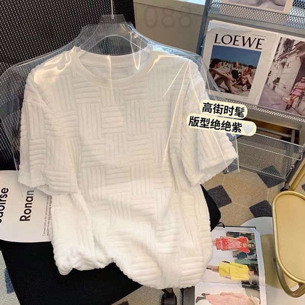 

women's t-shirt designer high sense towel letter jacquard short sleeve t-shirt women's 2022 summer new niche loose chic white 1oe5