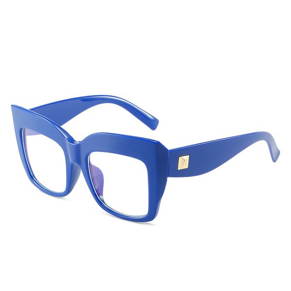 

new accessories cat eye rivet glasses frame personality candy color large frame flat glassess, Black