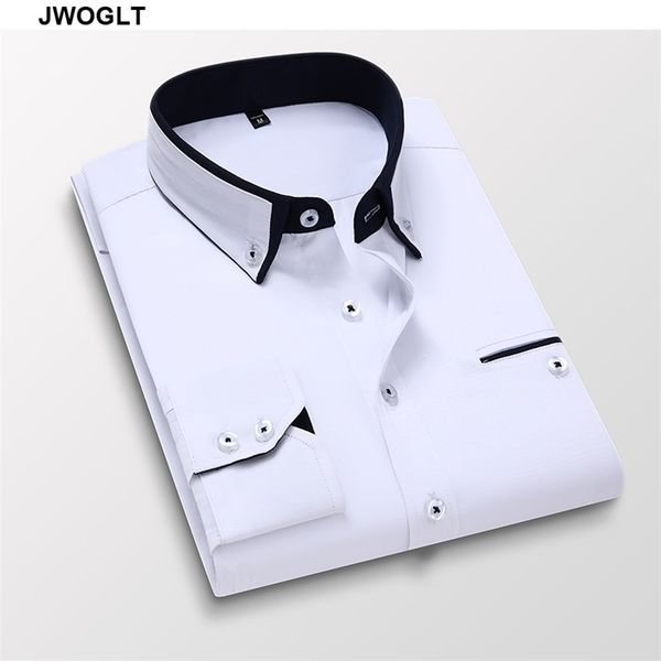

spring autumn fashion men shirts square collar button down cotton long sleeve slim fit white khkai pink shirt 4xl 5xl 210412, White;black